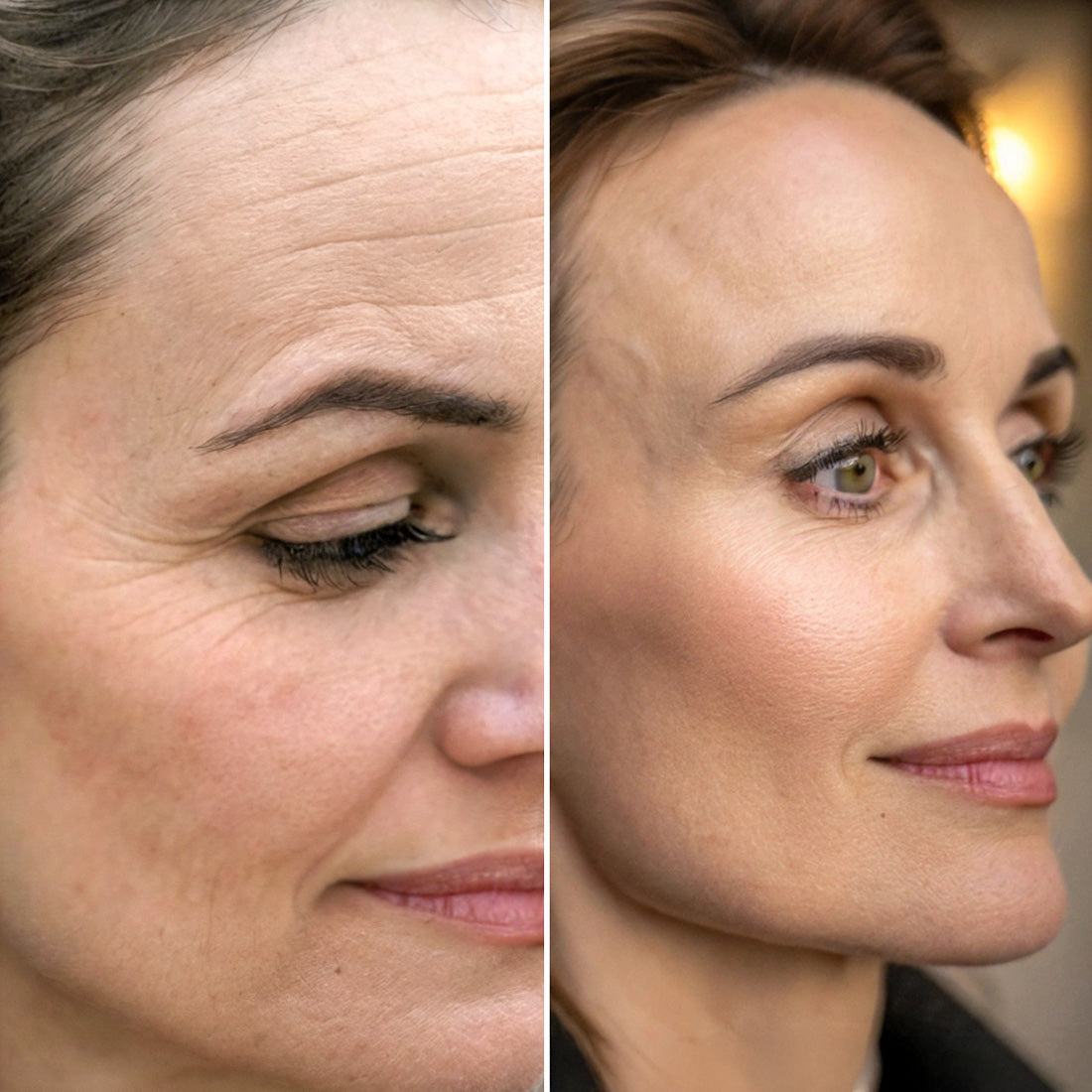 before/after results using born firm moisturizer