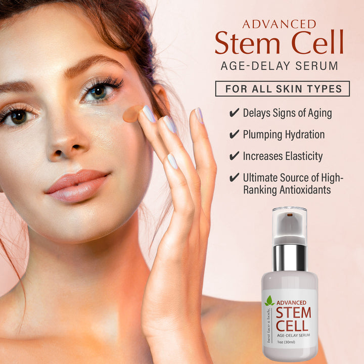 Advanced Stem Cell Age-Delay Serum for all skin types. Delays signs of aging. Provides plumping hydration. Increases elasticity. Ultimate source of high-ranking antioxidants.
