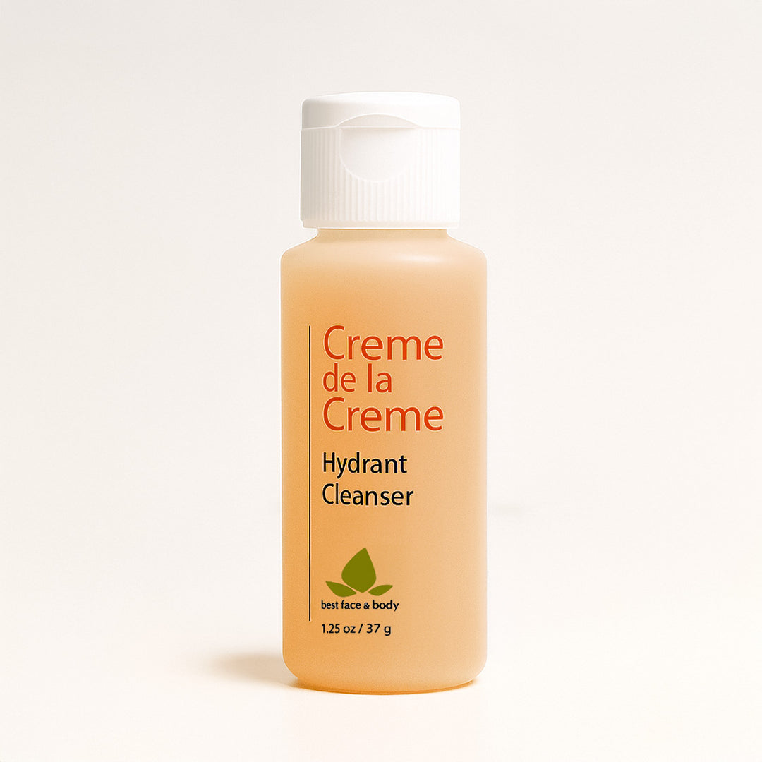 Travel Sized Creme de la Creme Hydrant Cleanser bottle on a white background