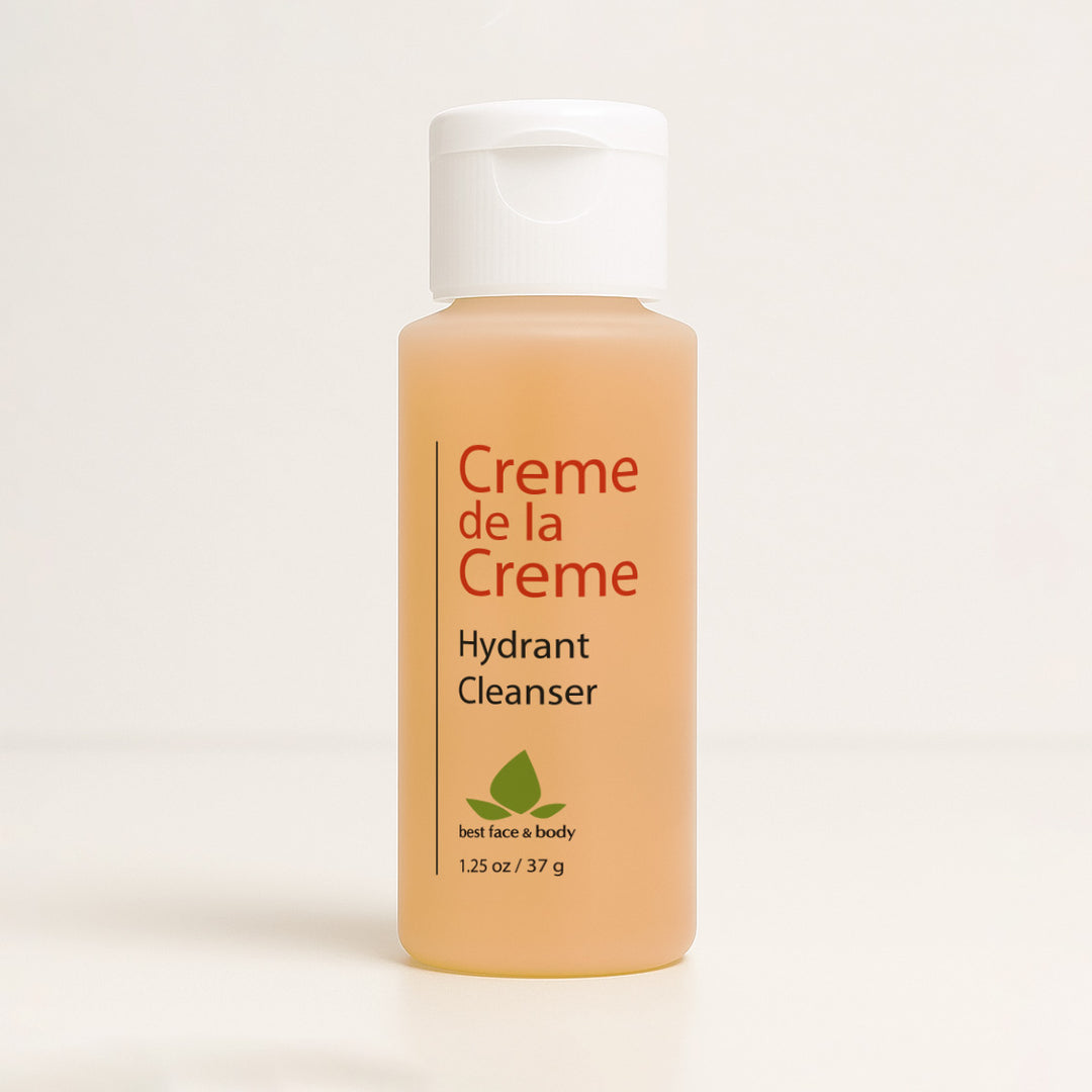 Travel Sized Creme de la Creme Hydrant Cleanser bottle on a white background